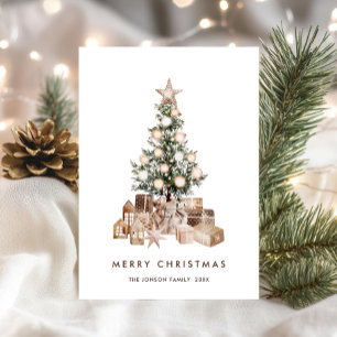Neutrale Boheemse Kerstmis dennenboom groet Feestdagenkaart