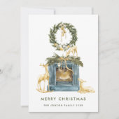 Neutrale Boheemse Kerstmis Samenstelling Groet Feestdagenkaart (Voorkant)