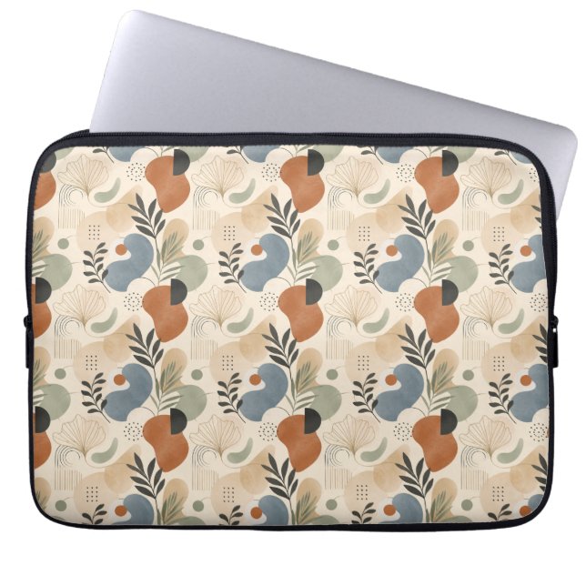 Neutrale Boho Abstracte Laptophoes Laptop Sleeve (Voorkant)