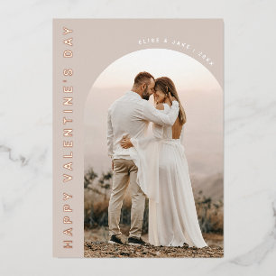 Neutrale Boho Arch Valentijns Foto Folie Feestdagenkaart
