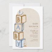 Neutrale Boho Baby-letter blokkeert Baby shower Kaart (Voorkant)