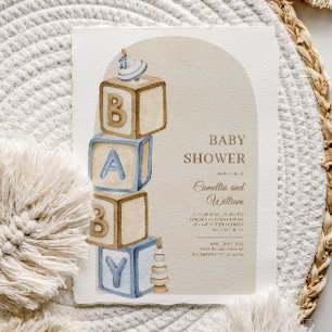 Neutrale Boho Baby-letter blokkeert Baby shower Kaart