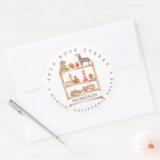 Neutrale Boho Baby Shower | Retouradreslabel Ronde Sticker (Envelop)