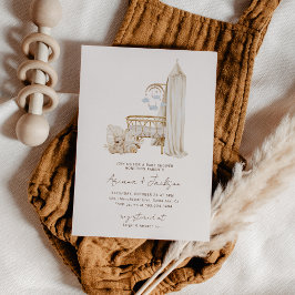 Neutrale Boho Baby shower Uitnodiging