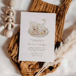 Neutrale Boho Baby shower Uitnodiging