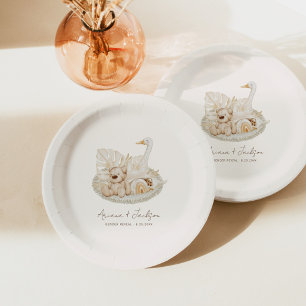 Neutrale Boho Babykamer Baby Shower Papieren Bordje