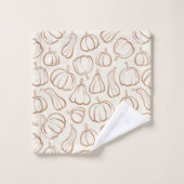Neutrale Boho Beige Pompoen Patroon Herfst Hallowe Bad Handdoek (Wasdoekje)