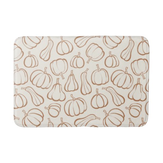 Neutrale Boho Beige Pompoen Patroon Herfst Hallowe Badmat (Voorkant)