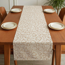 Neutrale Boho Beige Pompoen Patroon Herfst Hallowe Korte Tafelloper