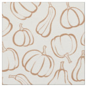 Neutrale Boho Beige Pompoen Patroon Herfst Hallowe Stof (Close Up)