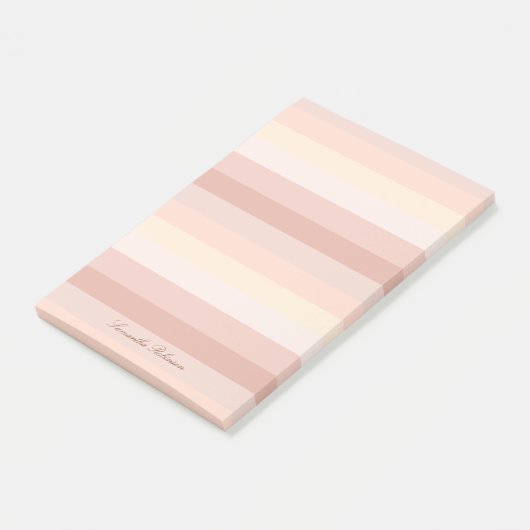 Neutrale Boho Beige Stripes Planner met lijnen Post-it® Notes (Schuin)