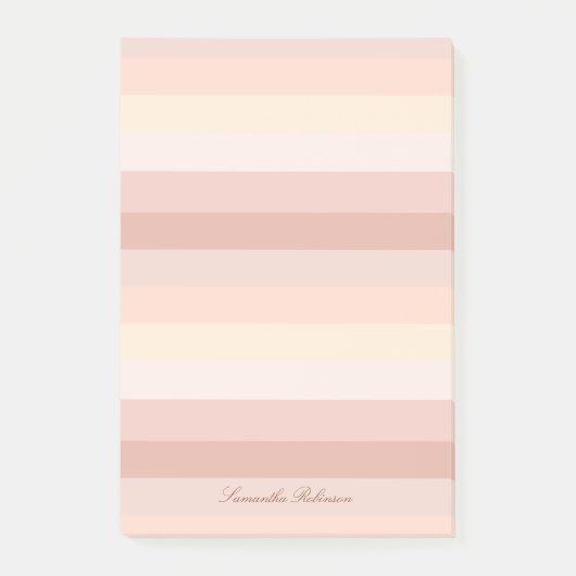 Neutrale Boho Beige Stripes Planner met lijnen Post-it® Notes (Voorkant)
