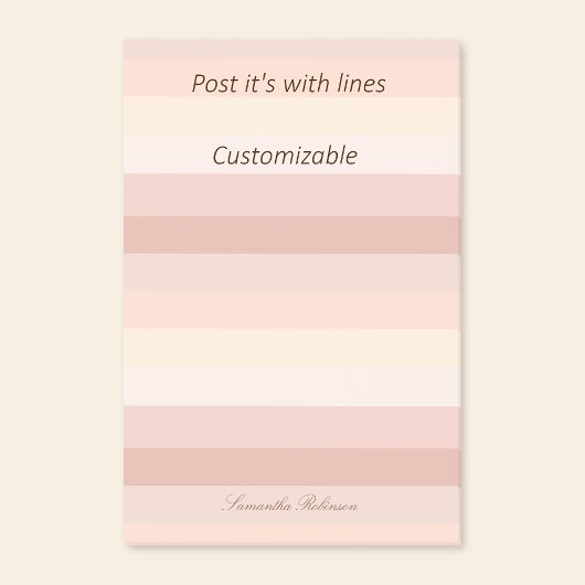 Neutrale Boho Beige Stripes Planner met lijnen Post-it® Notes