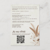 Neutrale Boho Bloemen met QR Code & Details Bruilo Informatiekaartje (Voorkant)