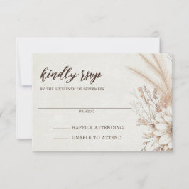 Neutrale Boho bloemenbruiloft RSVP Kaartje