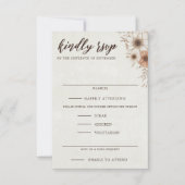 Neutrale Boho bloemenbruiloft RSVP Kaartje (Voorkant)