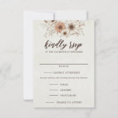 Neutrale Boho bloemenbruiloft RSVP Kaartje (Voorkant)
