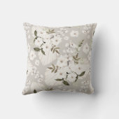 Neutrale Boho Bloemengeworpen Kussen Witte Bloesem (Achterkant)