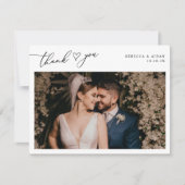 Neutrale Boho Blush Script Heart Weddenfoto Bedankkaart (Voorkant)