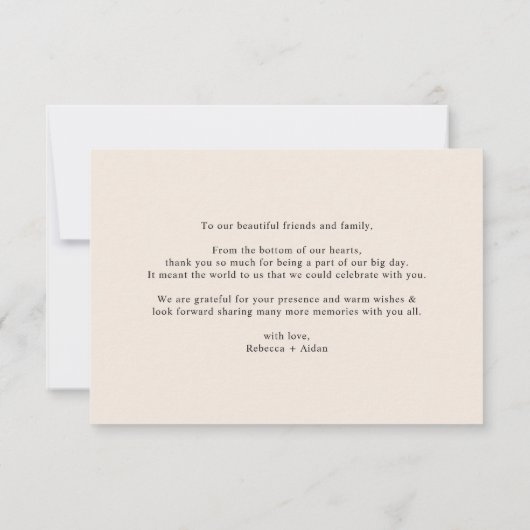 Neutrale Boho Blush Simple Weddenfoto Bedankkaart (Achterkant)