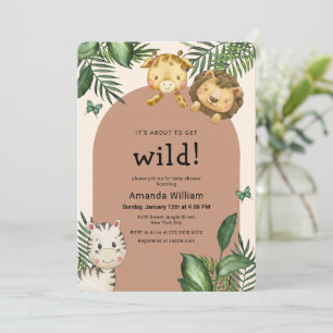 Neutrale Boho Boog Wilde Sarafi Dieren Baby Shower Kaart
