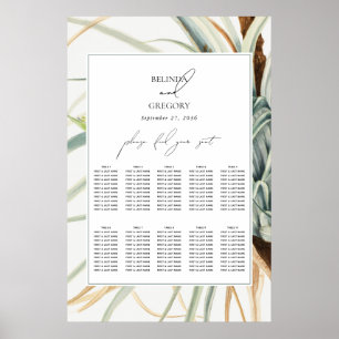 Neutrale Boho botanische bruiloft zitgrafiek Poster
