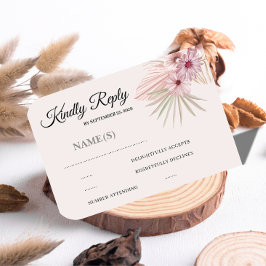 Neutrale Boho Botanische Huwelijks-RSVP Kaart 