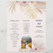 Neutrale Boho Botanische Huwelijksprogramma Kaart (Voorkant)