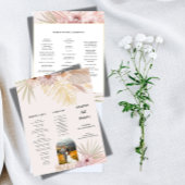 Neutrale Boho Botanische Huwelijksprogramma Kaart