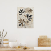 Neutrale Boho Botanische Kunst Minimalistische Aar Poster (Keuken)