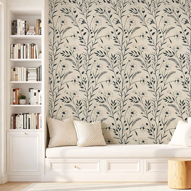 Neutrale Boho Botanische Stijl Behang (Creator heeft geüpload)