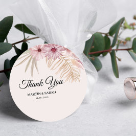 Neutrale Boho Botanische Trouw  Bedankjes Labels