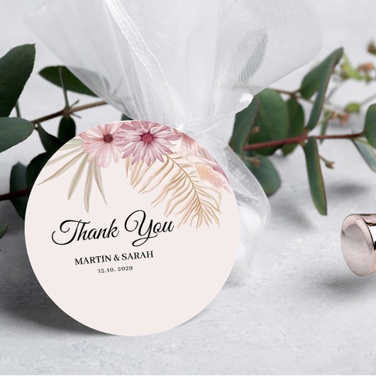 Neutrale Boho Botanische Trouw  Bedankjes Labels