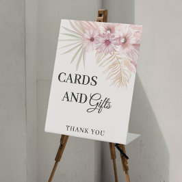 Neutrale Boho Botanische Trouw  Reclamebord Met Voetstuk