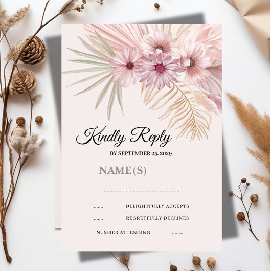 Neutrale Boho Botanische Trouw RSVP Kaart