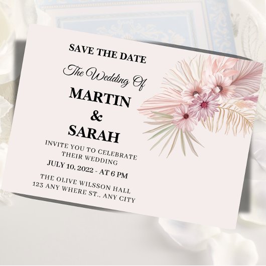 Neutrale Boho Botanische Trouwkaart om de Datum Va Save The Date