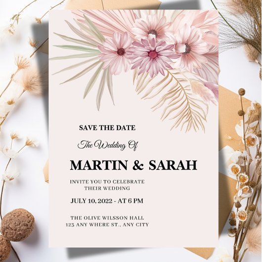 Neutrale Boho Botanische Trouwkaart om de Datum Va Save The Date