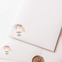 Neutrale Boho Botanische Trouwronde Sticker Label