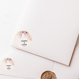 Neutrale Boho Botanische Trouwronde Sticker Label
