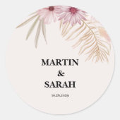 Neutrale Boho Botanische Trouwronde Sticker Label (Voorkant)