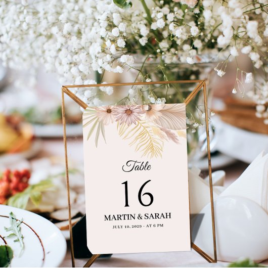 Neutrale Boho Botanische Trouwtafel Nummerkaart Kaart