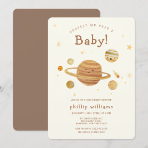 Neutrale Boho Buitenruimte Zonnestelsel Baby Showe Kaart