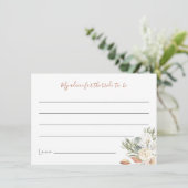 Neutrale Boho Floral Vrijgezellenfeest Advice Card Bedankkaart (Staand voorkant)