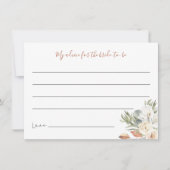 Neutrale Boho Floral Vrijgezellenfeest Advice Card Bedankkaart (Voorkant)