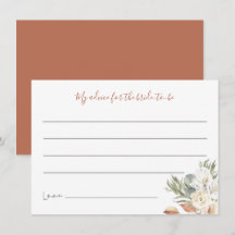 Neutrale Boho Floral Vrijgezellenfeest Advice Card