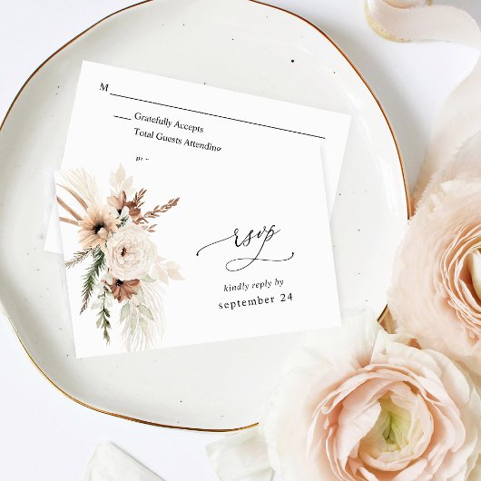Neutrale Boho Floral w Meal RSVP 2