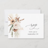 Neutrale Boho Floral w Meal RSVP 2 Kaartje (Voorkant)