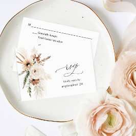 Neutrale Boho Floral w Meal RSVP 2 Kaartje