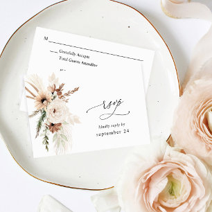 Neutrale Boho Floral w Meal RSVP 2 Kaartje