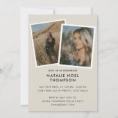 Neutrale Boho Foto Modern Script Graduation Party Kaart (Achterkant)